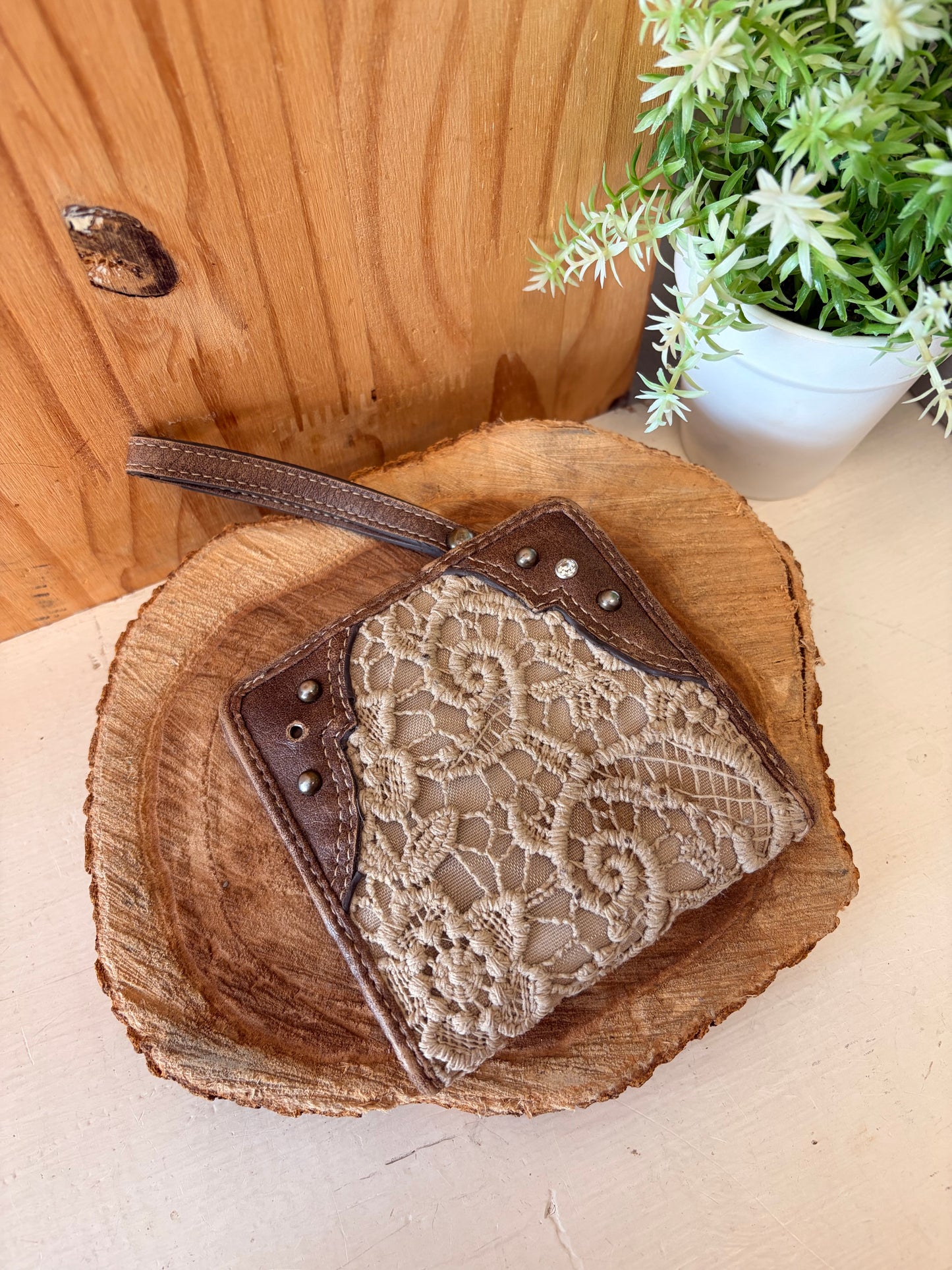 Studded Lace Wallet (As Is)