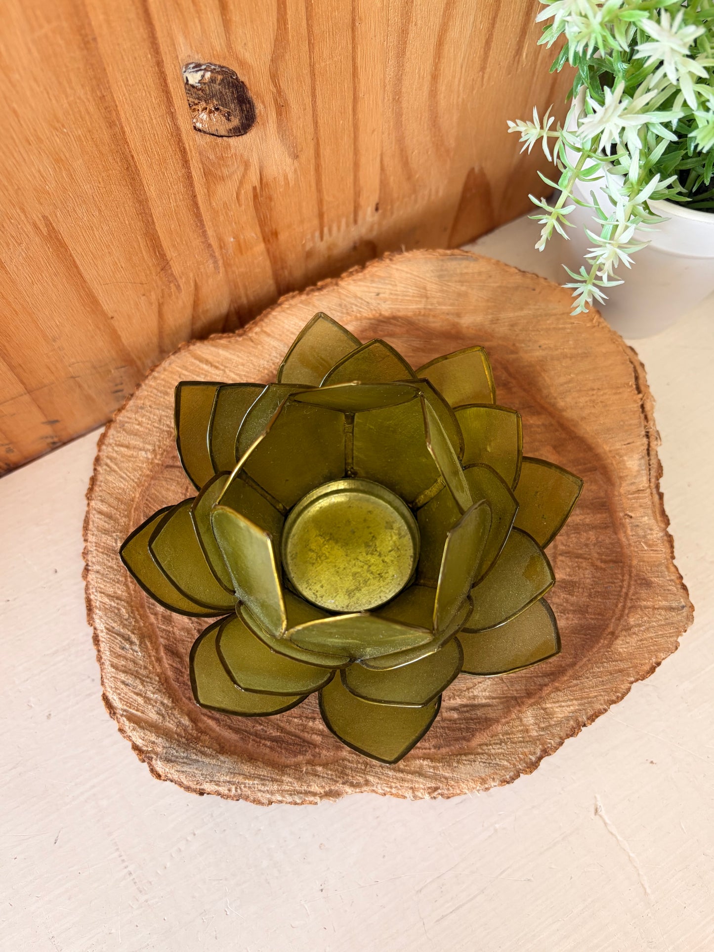 Green Lotus Tea Light Holder (Local Pick Up Only)