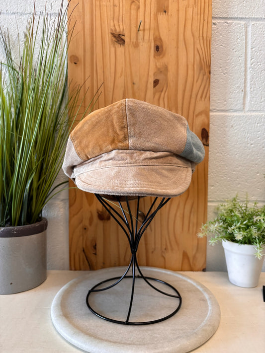 Vtg Suede Patchwork Cap