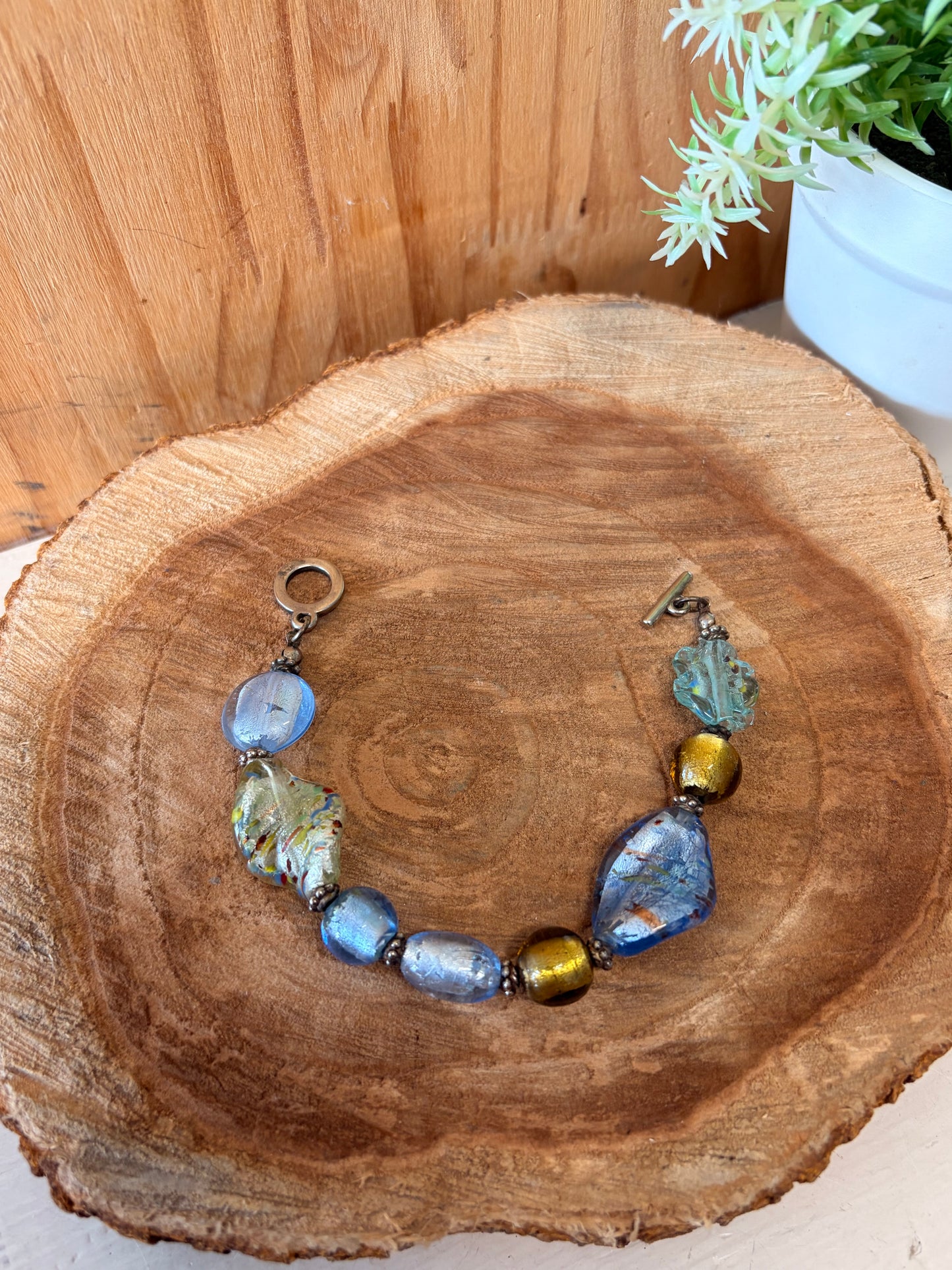 Blue Marbled Toggle Bracelet