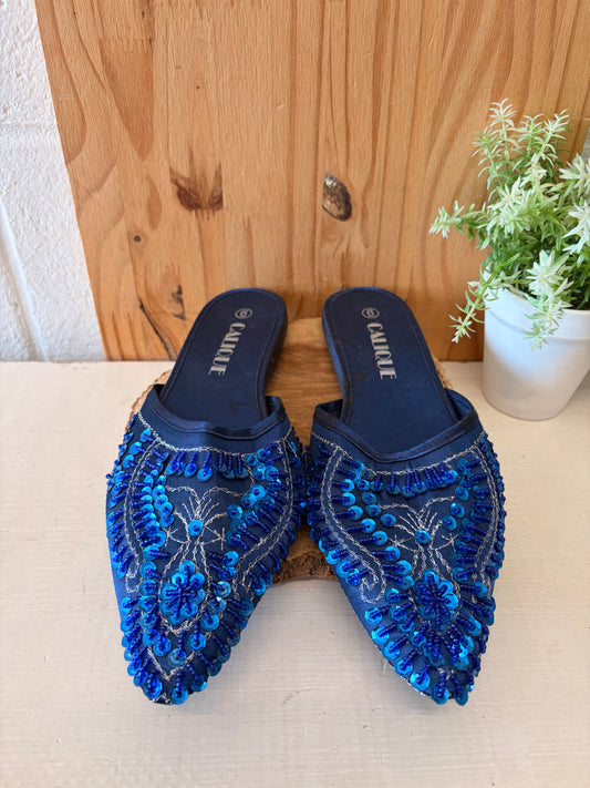 Calique Blue Sequins Mules : Size 6
