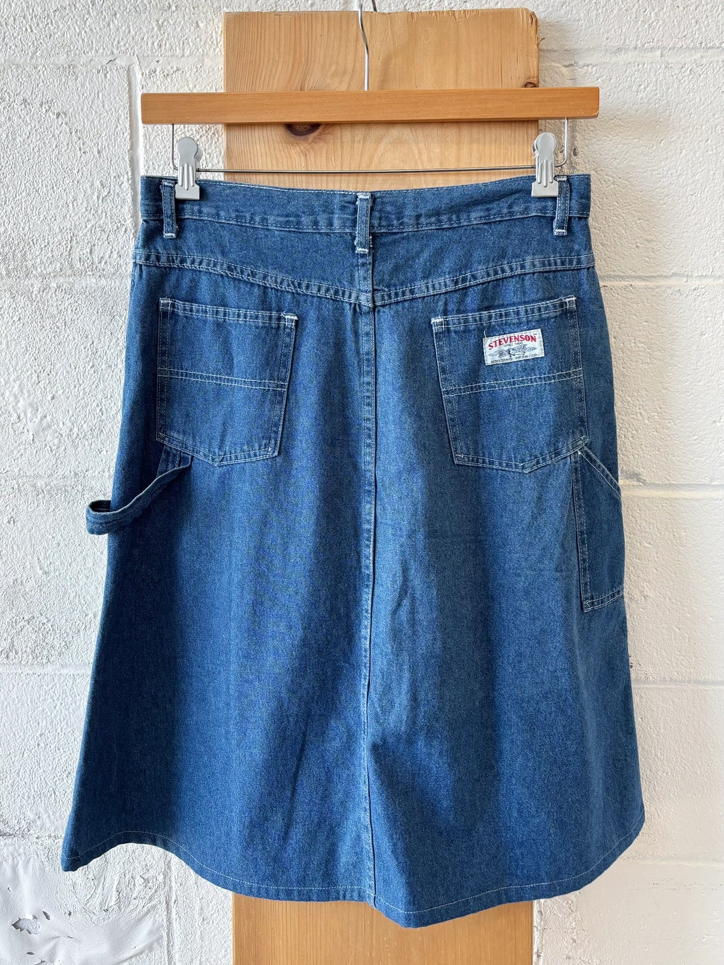 Vtg Denim Carpenter Skirt : 30” W