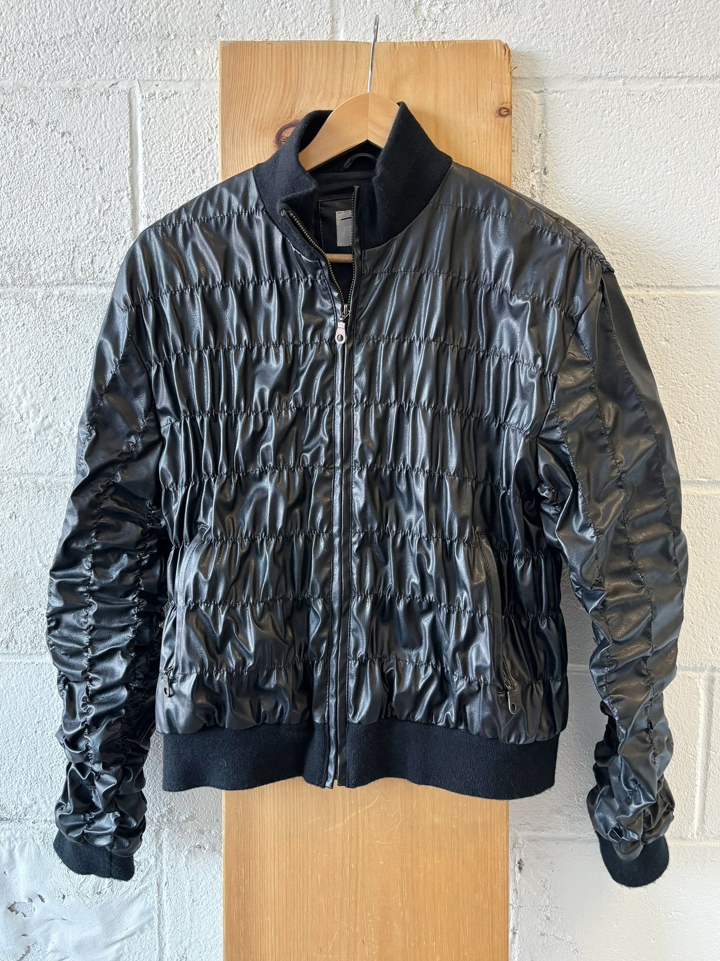 Ruched Faux Leather Jacket : L