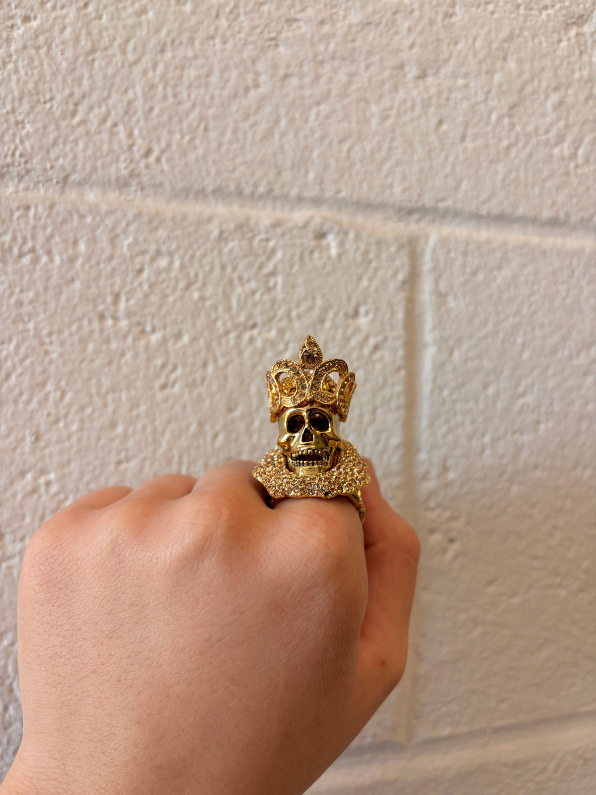 Crowned Skull Statement Ring: Size 8.5