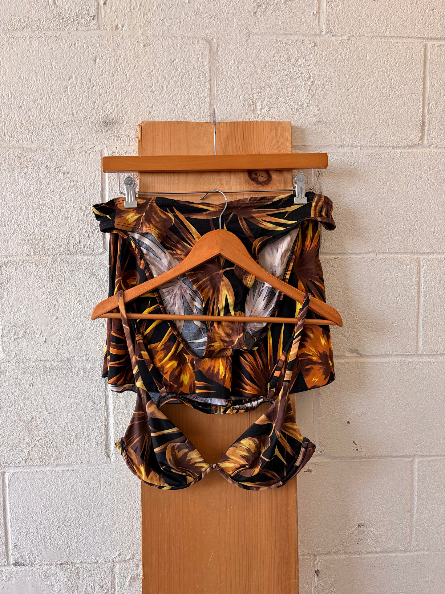 Vtg Neutral Floral Bikini Set : 14/L