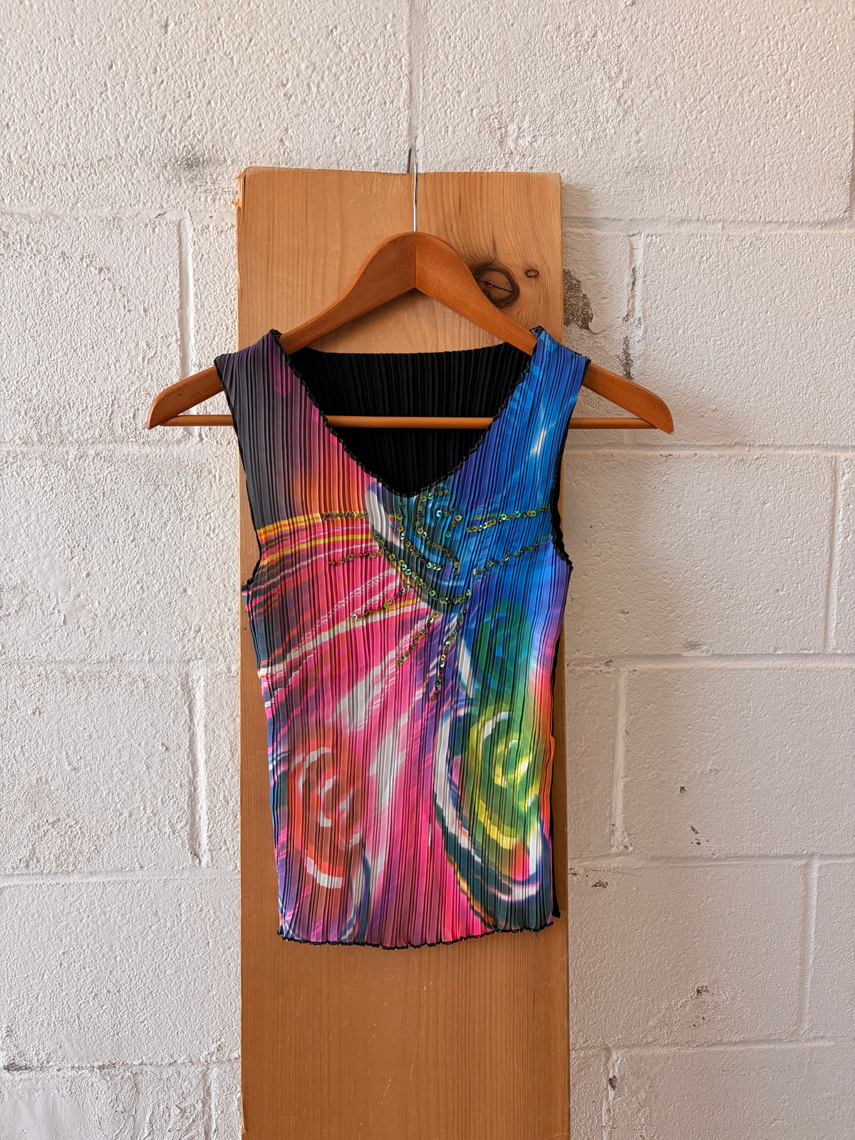 Bright Pleated Sequins Tank : S