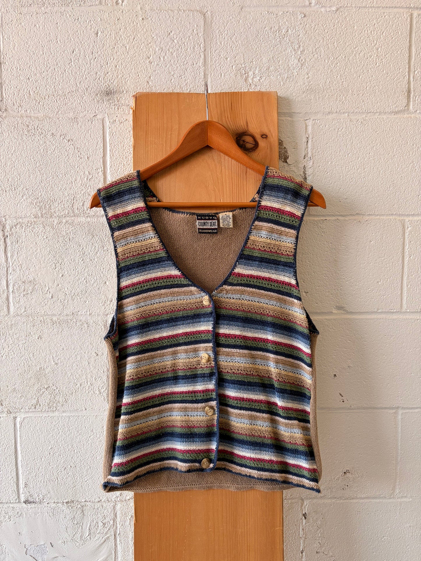 Vtg Striped Sweater Vest : M