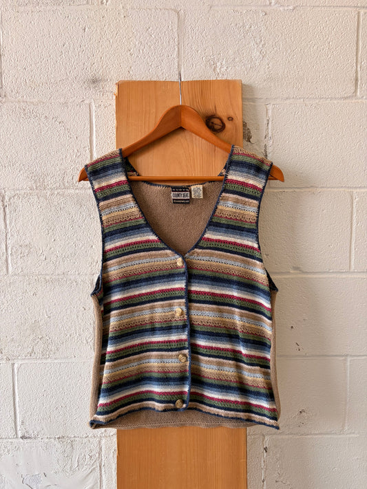 Vtg Striped Sweater Vest : M