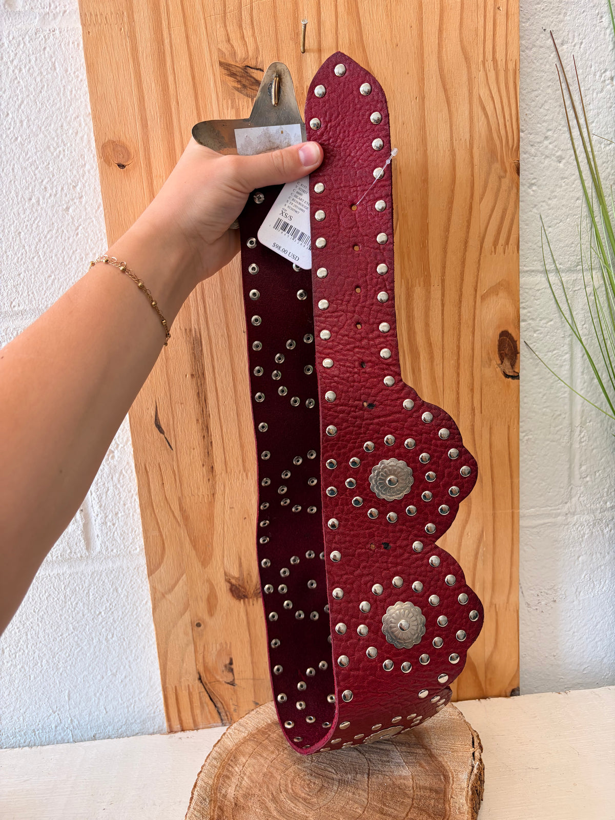 NWT Free People Red & Silver Studded Star Belt : XS/S