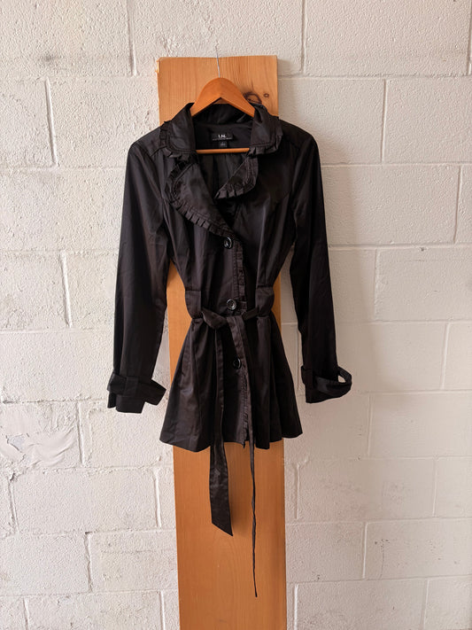 Little Ruffled Black Trench : M/L