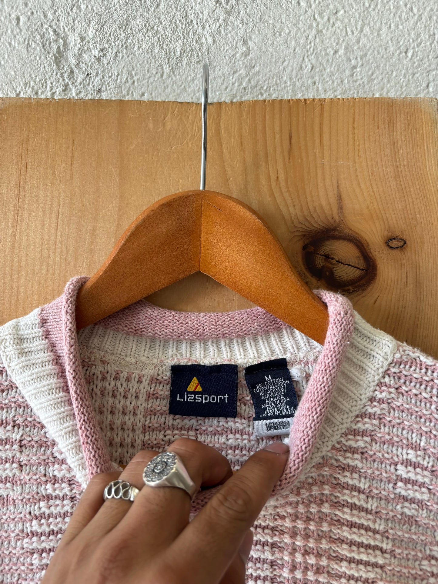 Vtg Pink Lizsport Sweater : M