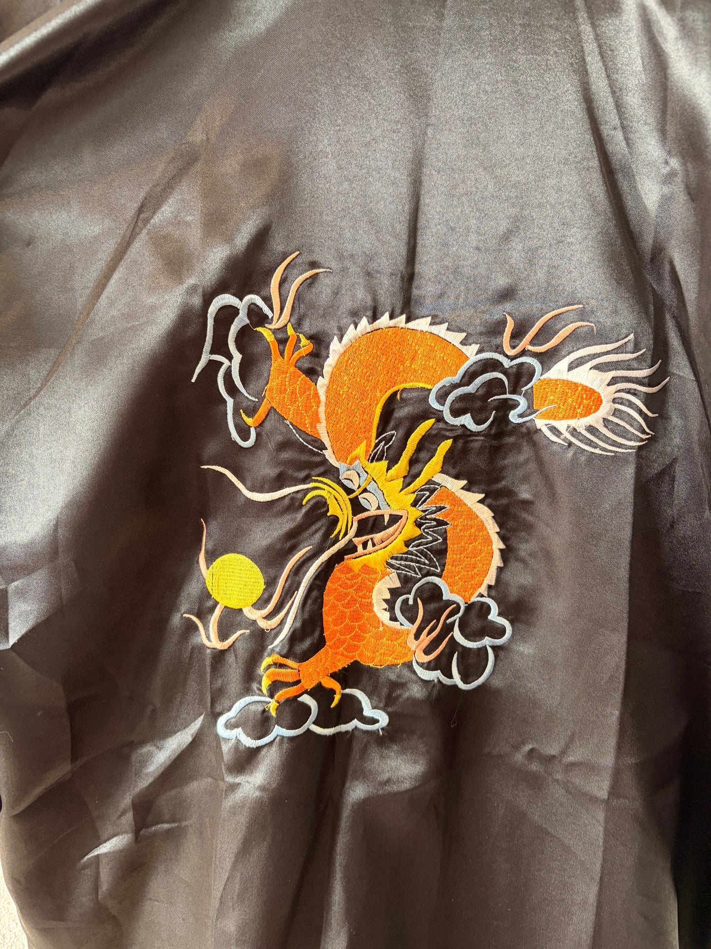 Vtg Dragon Embroidered Kimono / Robe : M (Missing Belt)