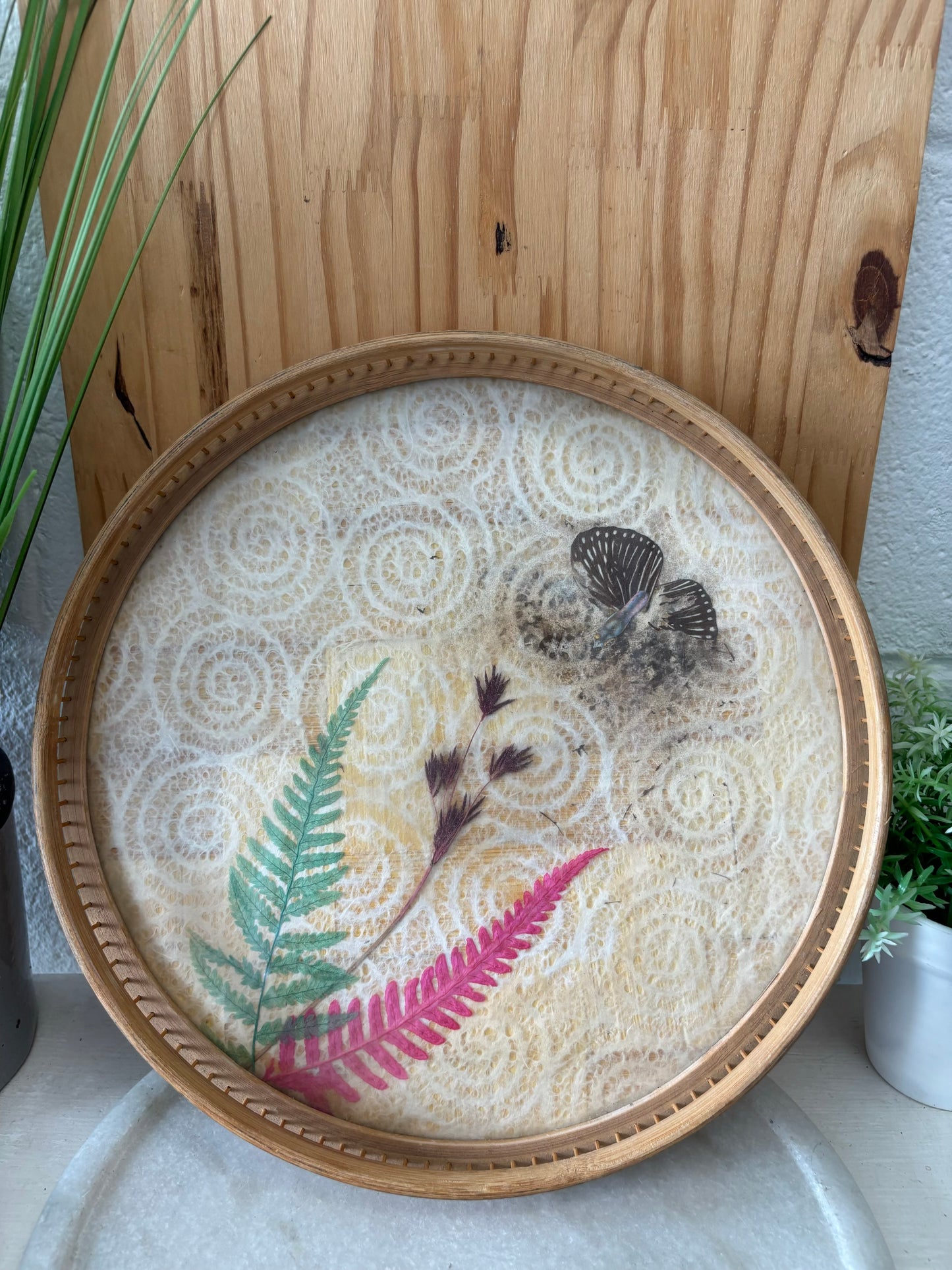 Vtg Butterfly Serving Tray W/Coasters (Local Pickup Only)