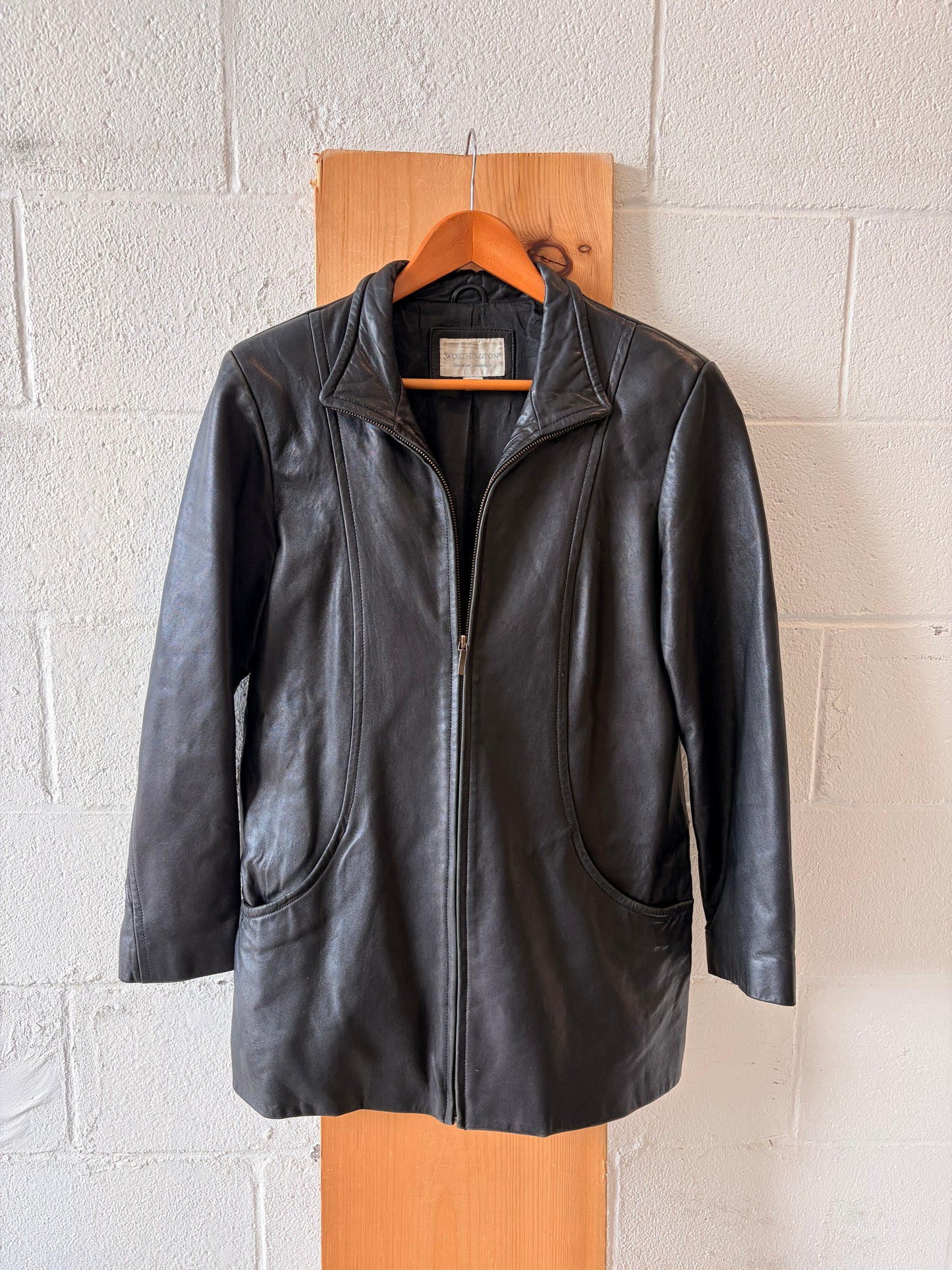 Black Lambskin Leather Jacket : M