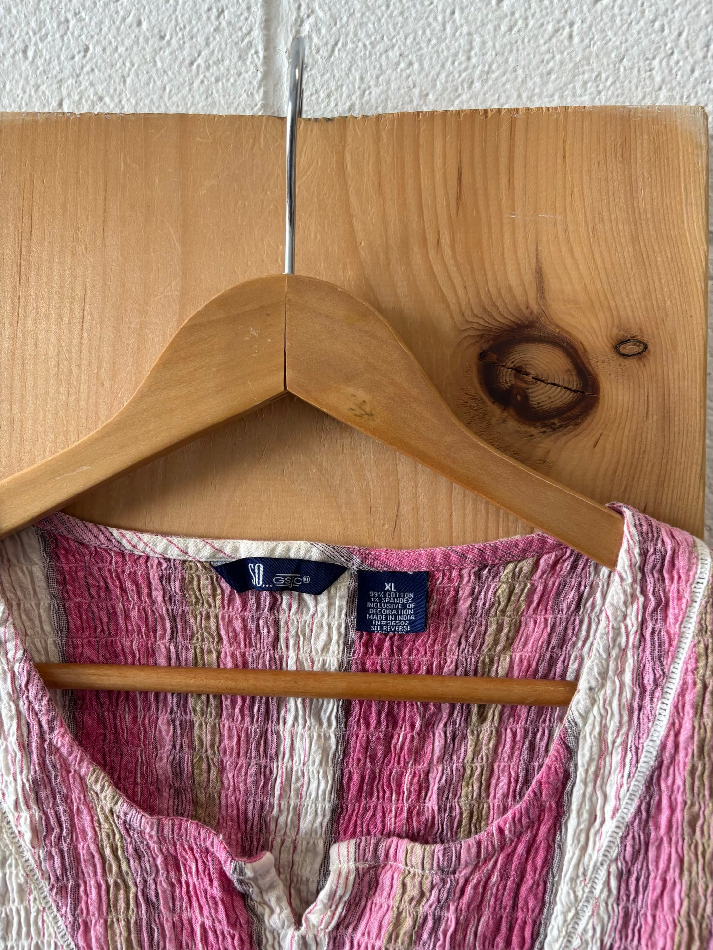 Smocked Pink Tank : XL