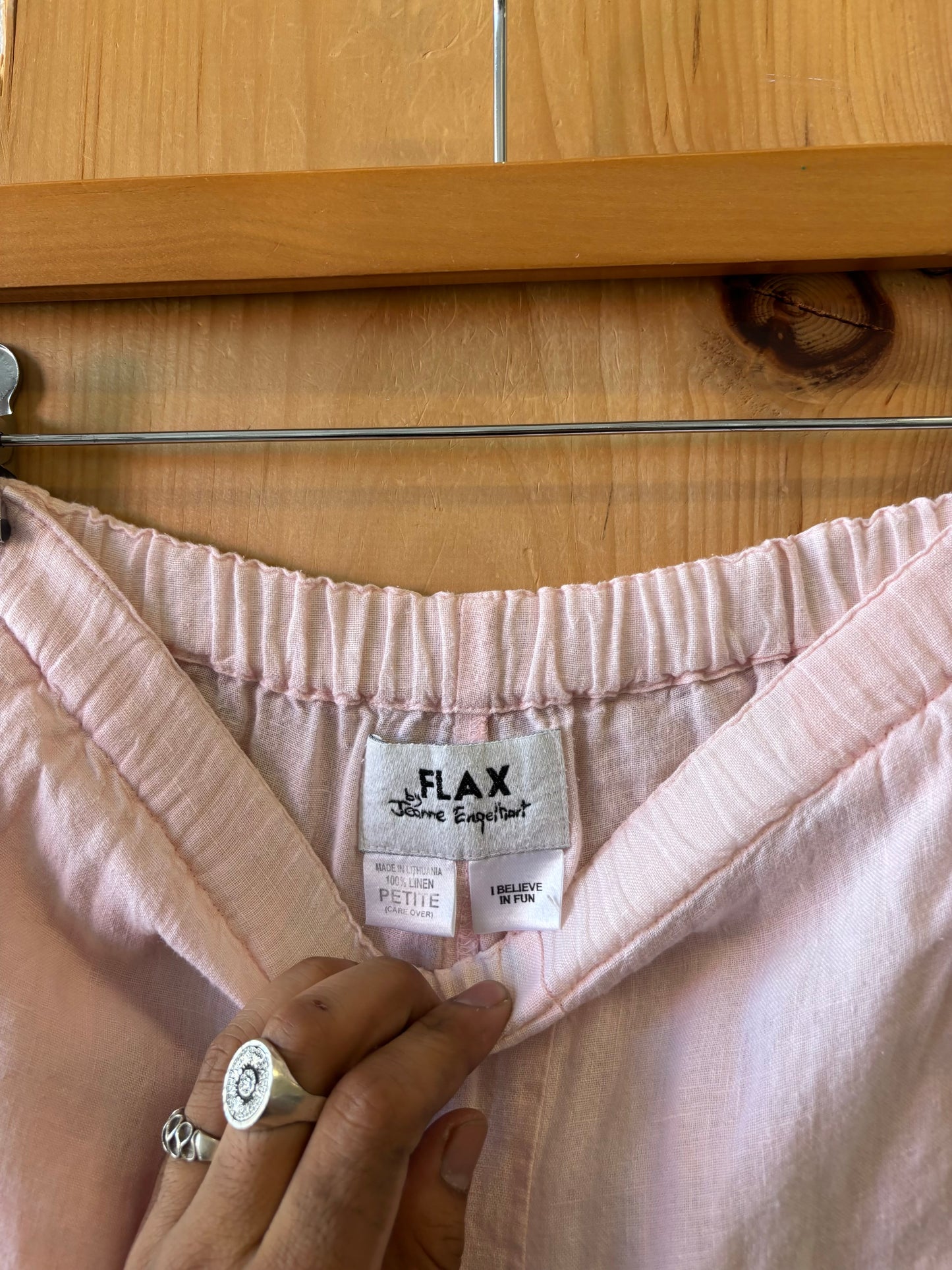 100% Linen Light Pink Pants : Petite