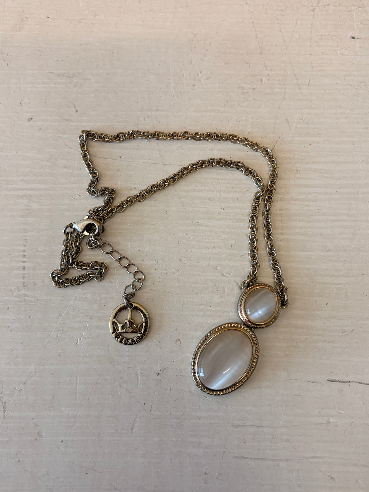 Vtg Trifari Dual Stone Crown Necklace