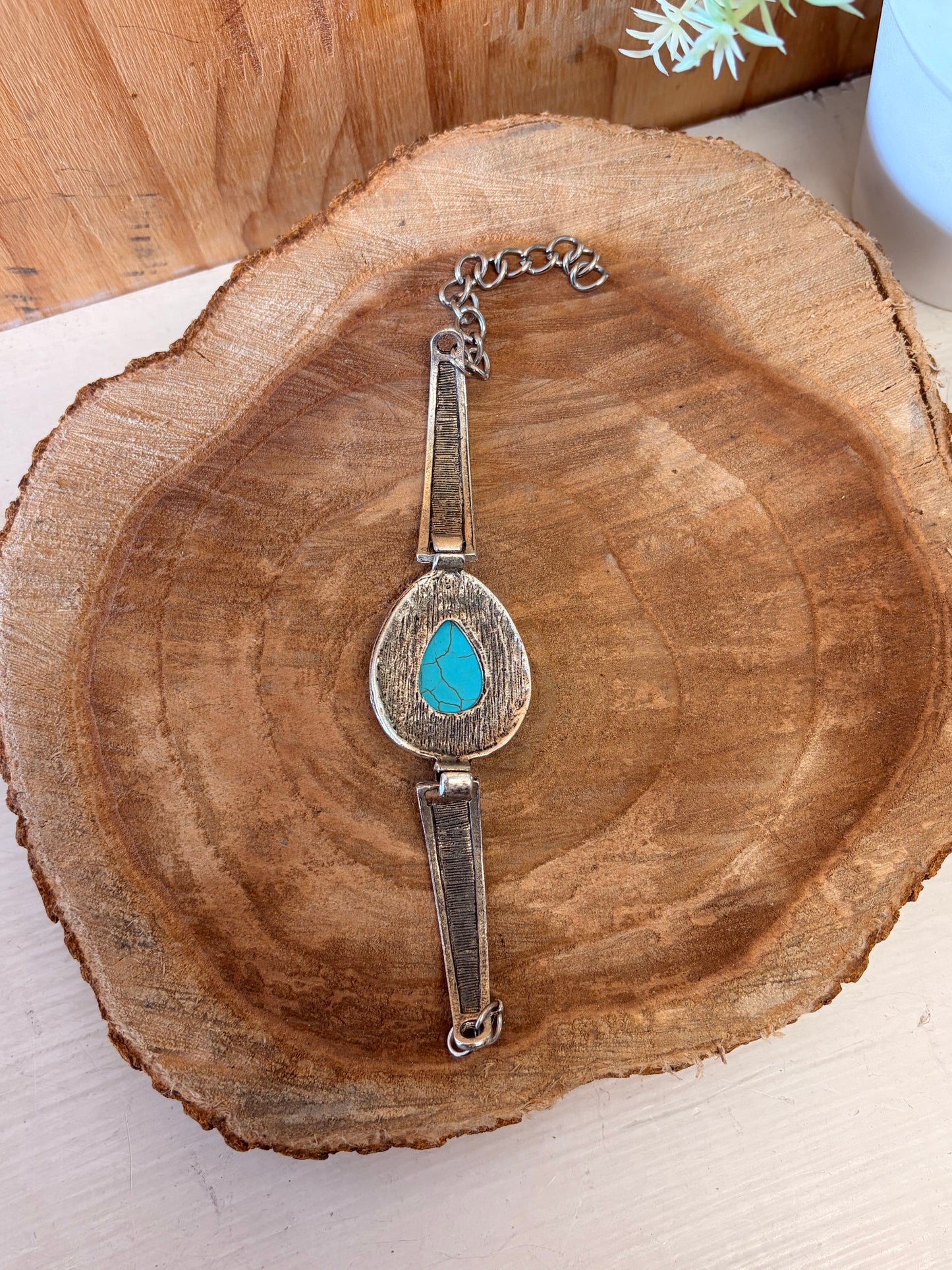 Turquoise & Silver Tone Bracelet