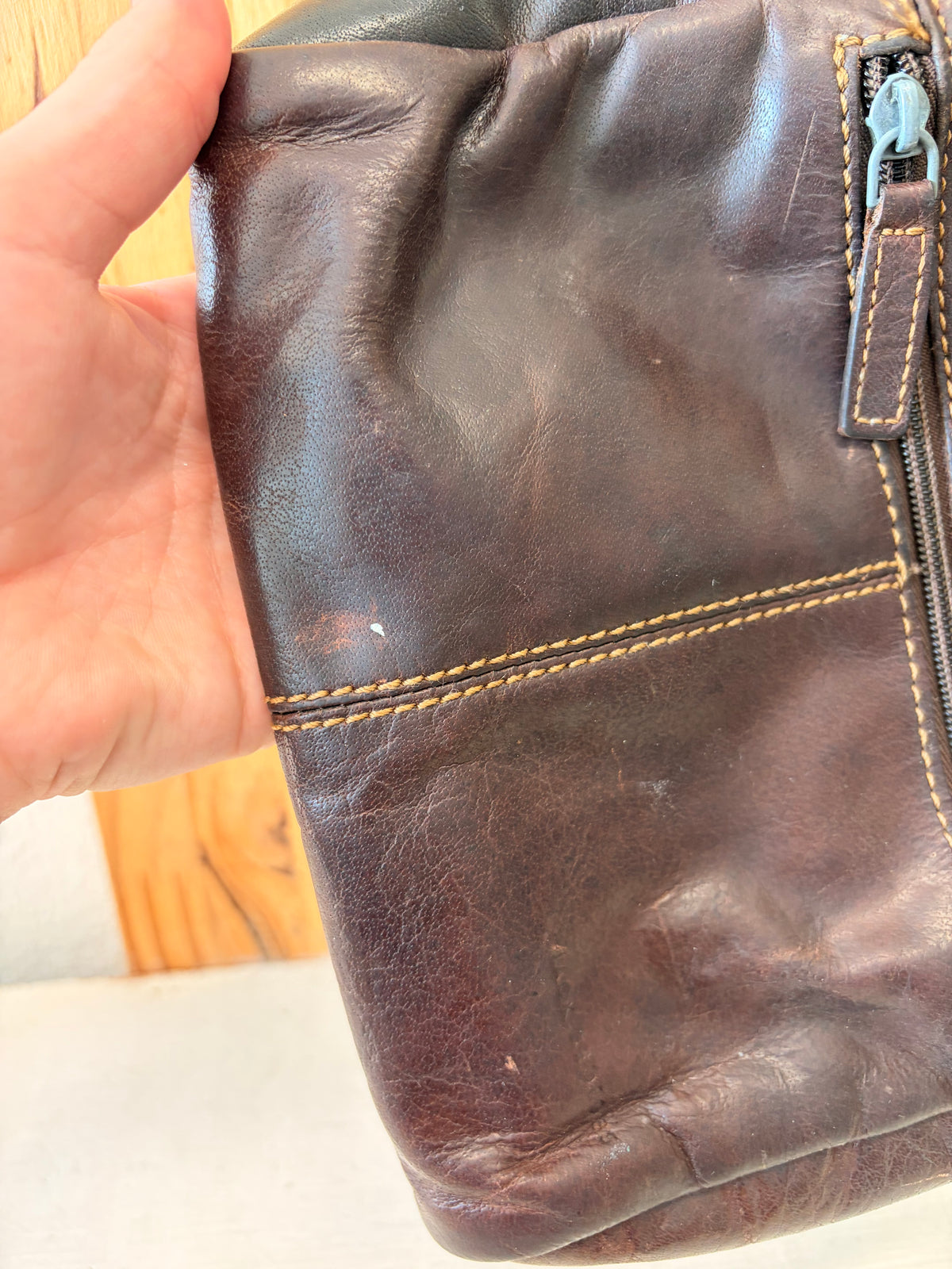 Vtg Jack Georges Brown Leather Voyager Bag