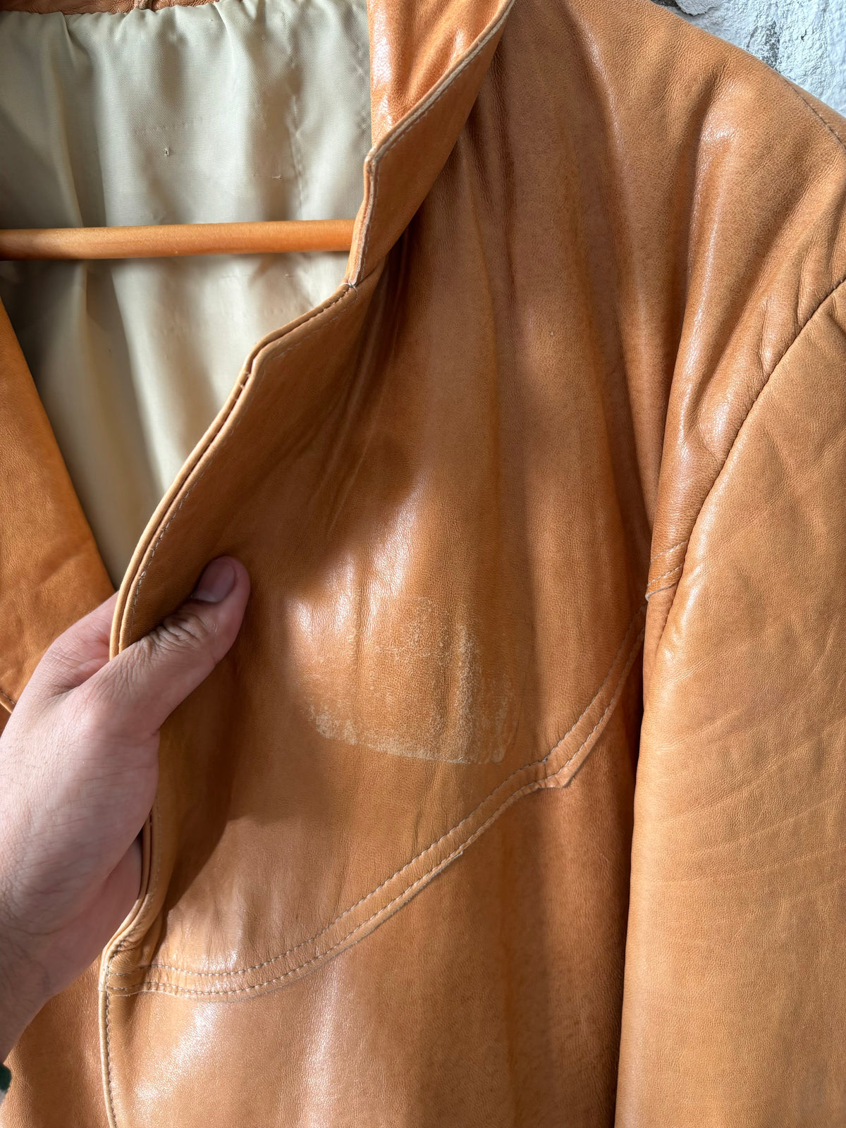 Vtg Leather Western Blazer Jacket : ~L