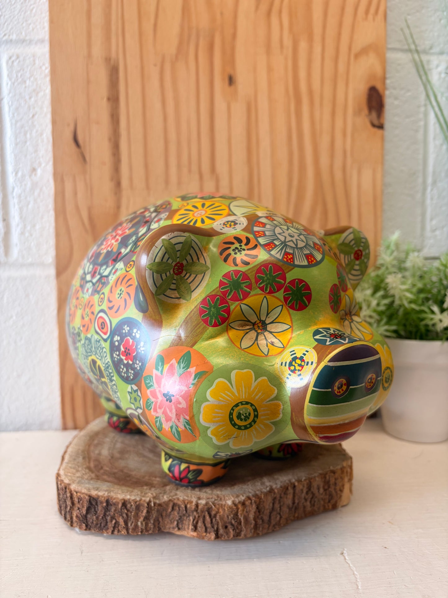 Vtg Boho Patterned Piggy Bank (Local Pick Up Only)