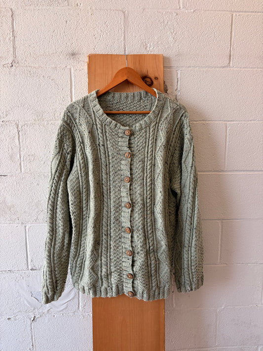 Sage Green Cable Knit Cardigan : L/XL