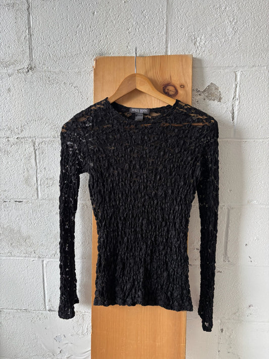 Black Lace Mesh Top : XS