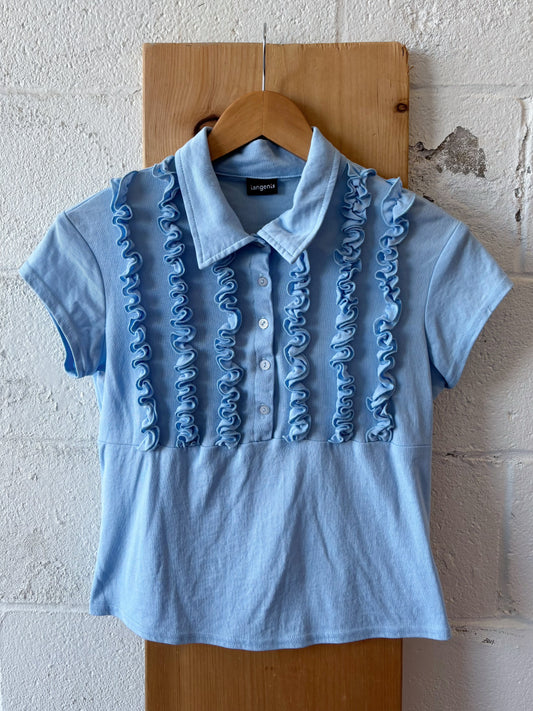 Blue Ruffle Polo : S