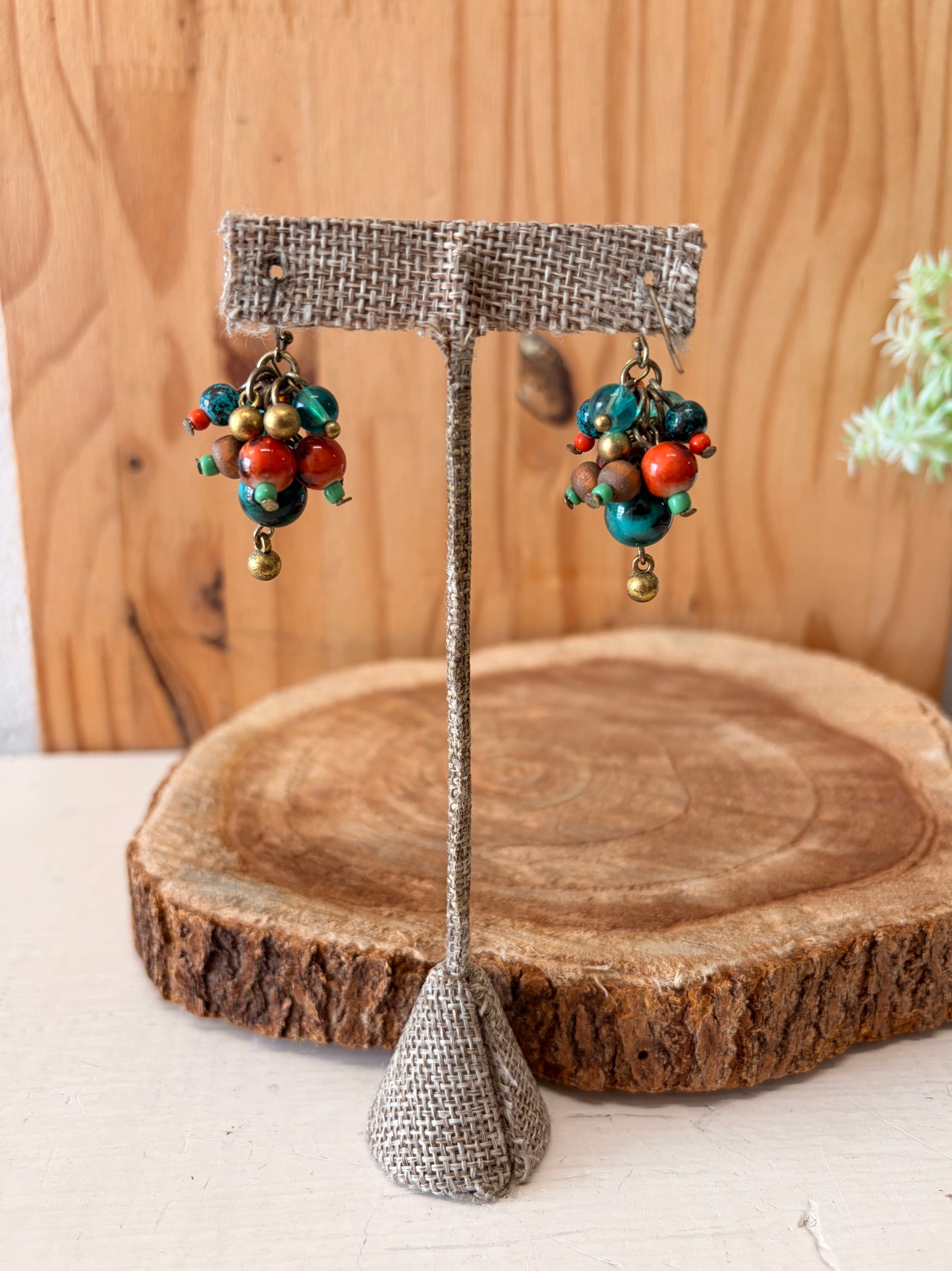 Funky Colorful Beaded Necklace & Earrings Set