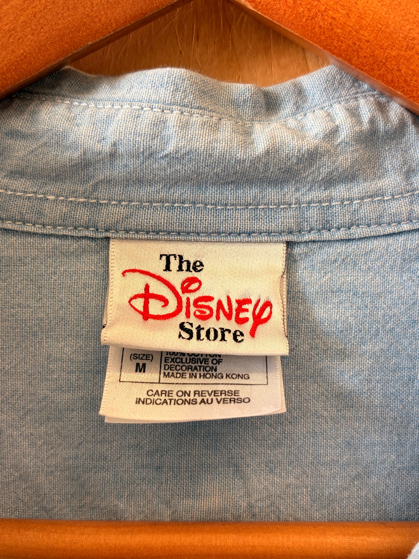 Vtg Disney Embroidered Denim Button Up : M