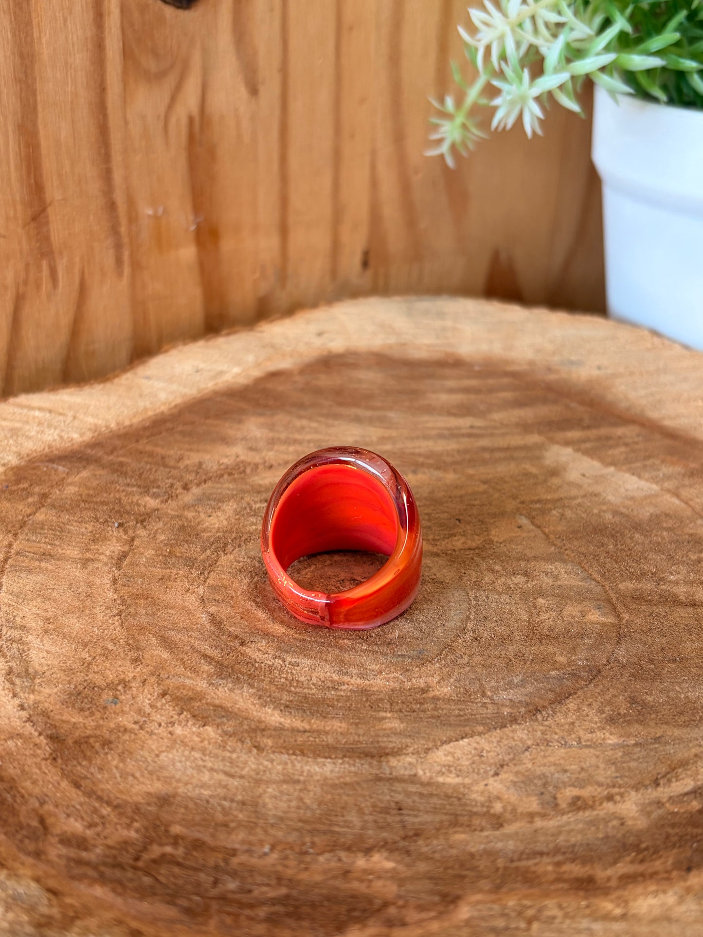 Golden Glass Sunset Ring : Size 7.5