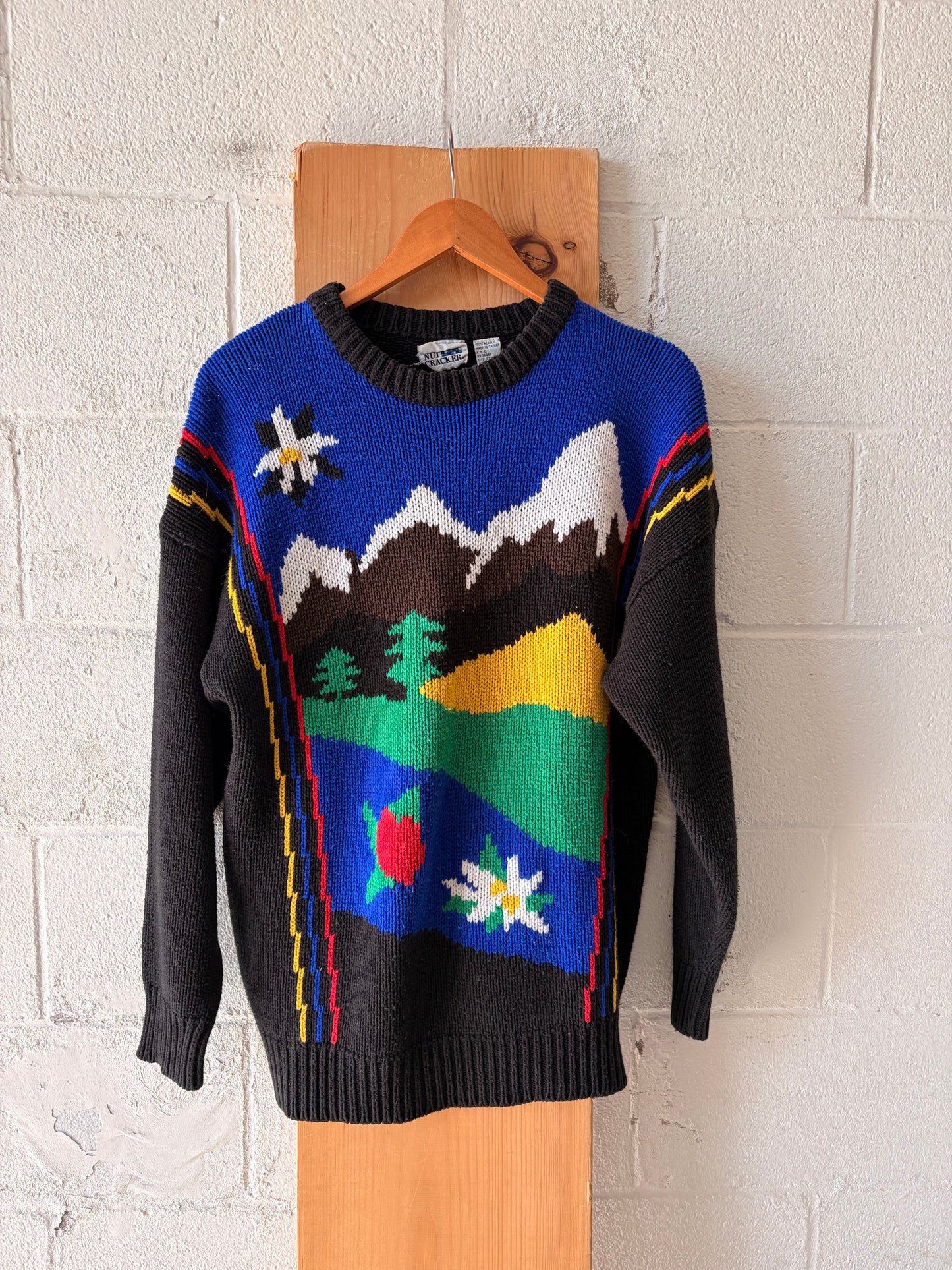 Vtg Nutcracker Mountain Scene Sweater : L