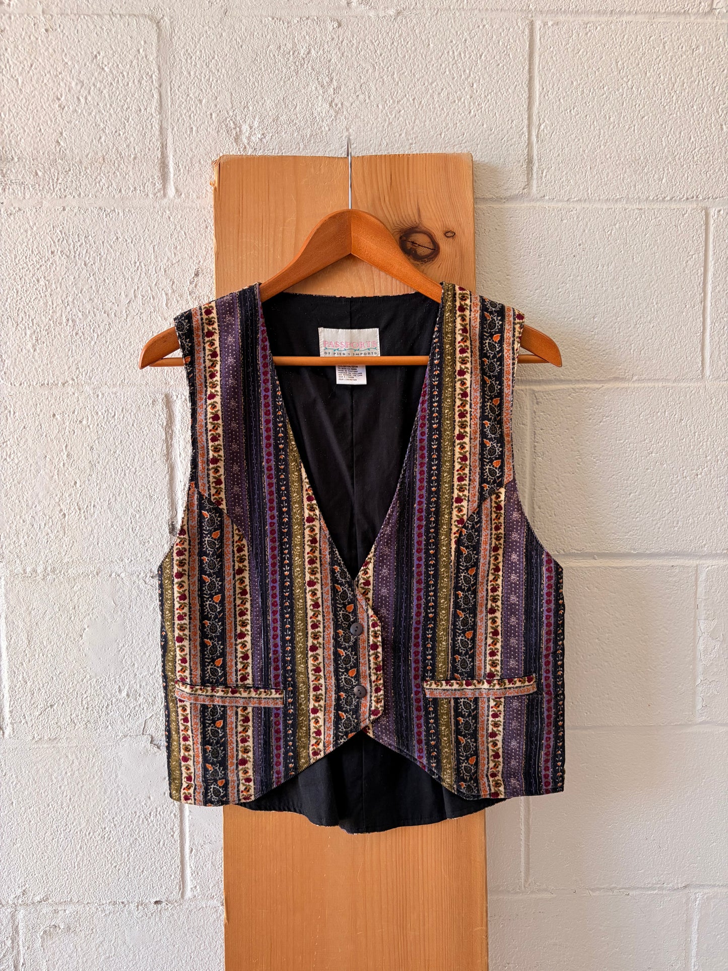 Floral Striped Corduroy Vest : S