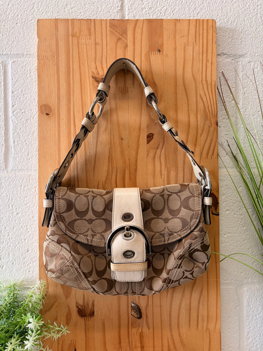 Y2K Canvas Coach Soho Signature Braided Shoulder Bag