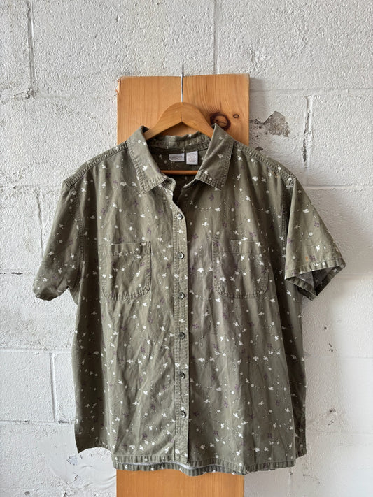Vtg Floral Corduroy Shirt (As Is) : 22W