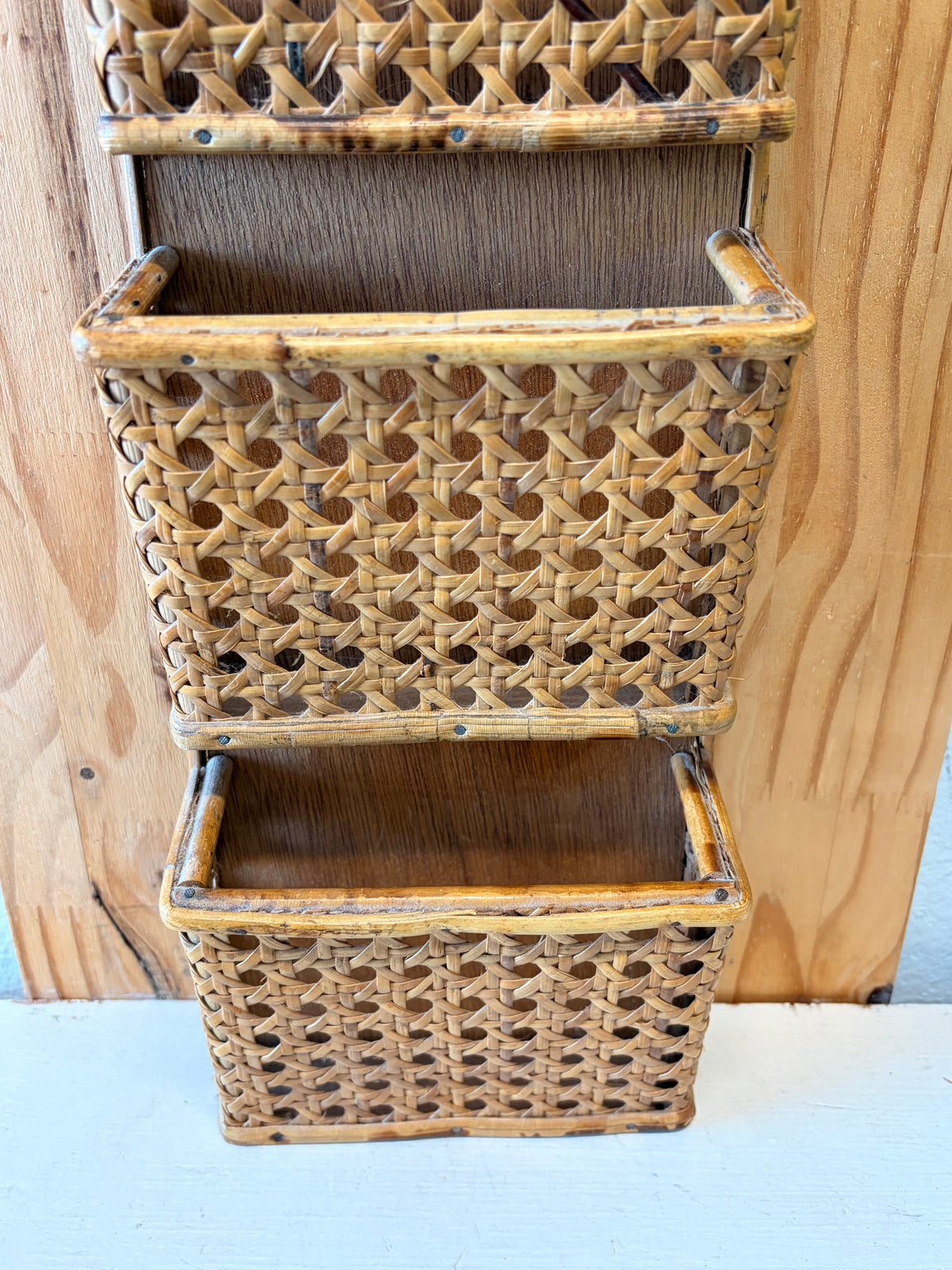 Vtg Wicker Mail Organizer (Local Pick Up Only)