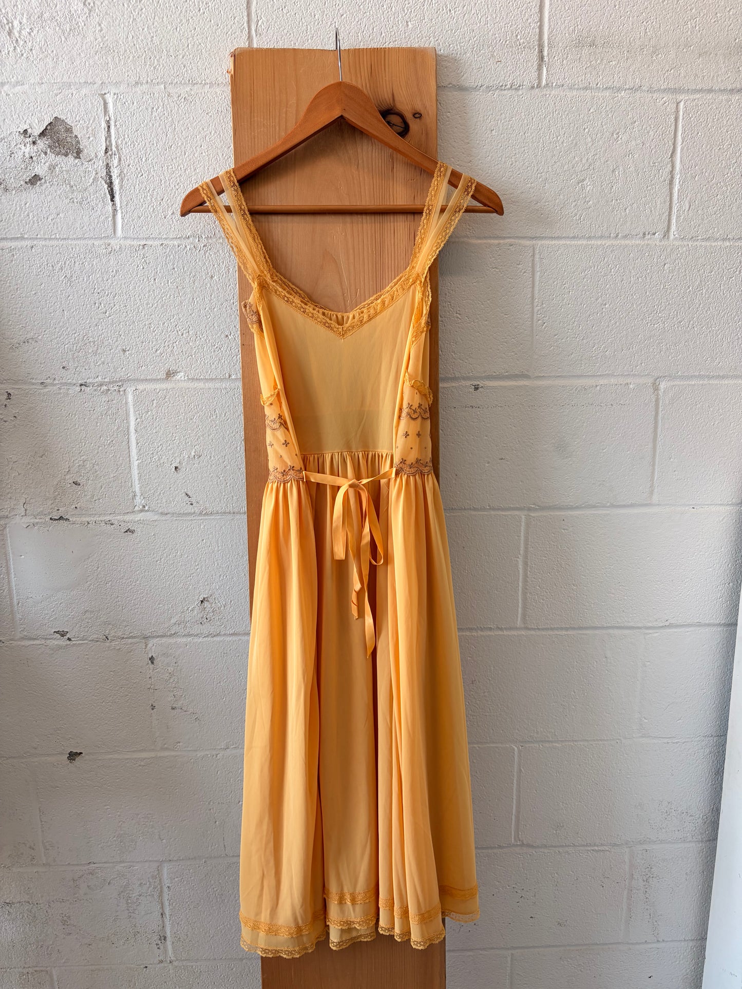 Vtg Yellow Kayser Peignoir Robe & Nightgown Set : 36