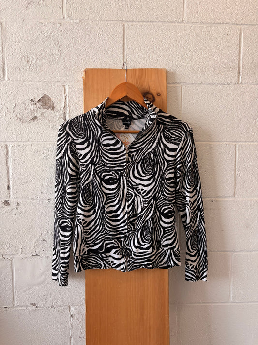 Zebra Print Zip Up Jacket : P