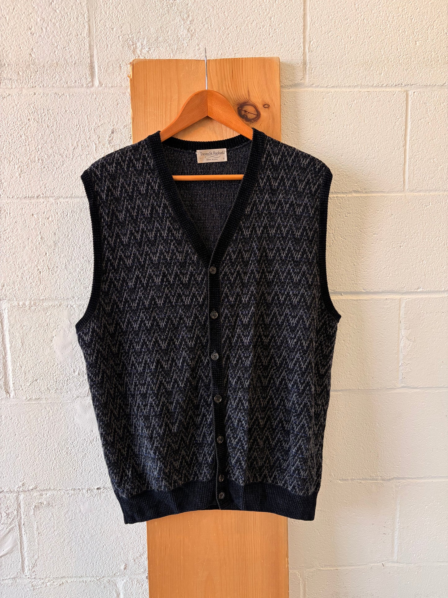 Vtg Patterned Sweater Vest : L
