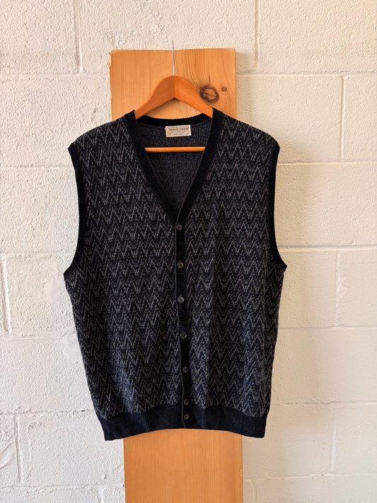 Vtg Patterned Sweater Vest : L