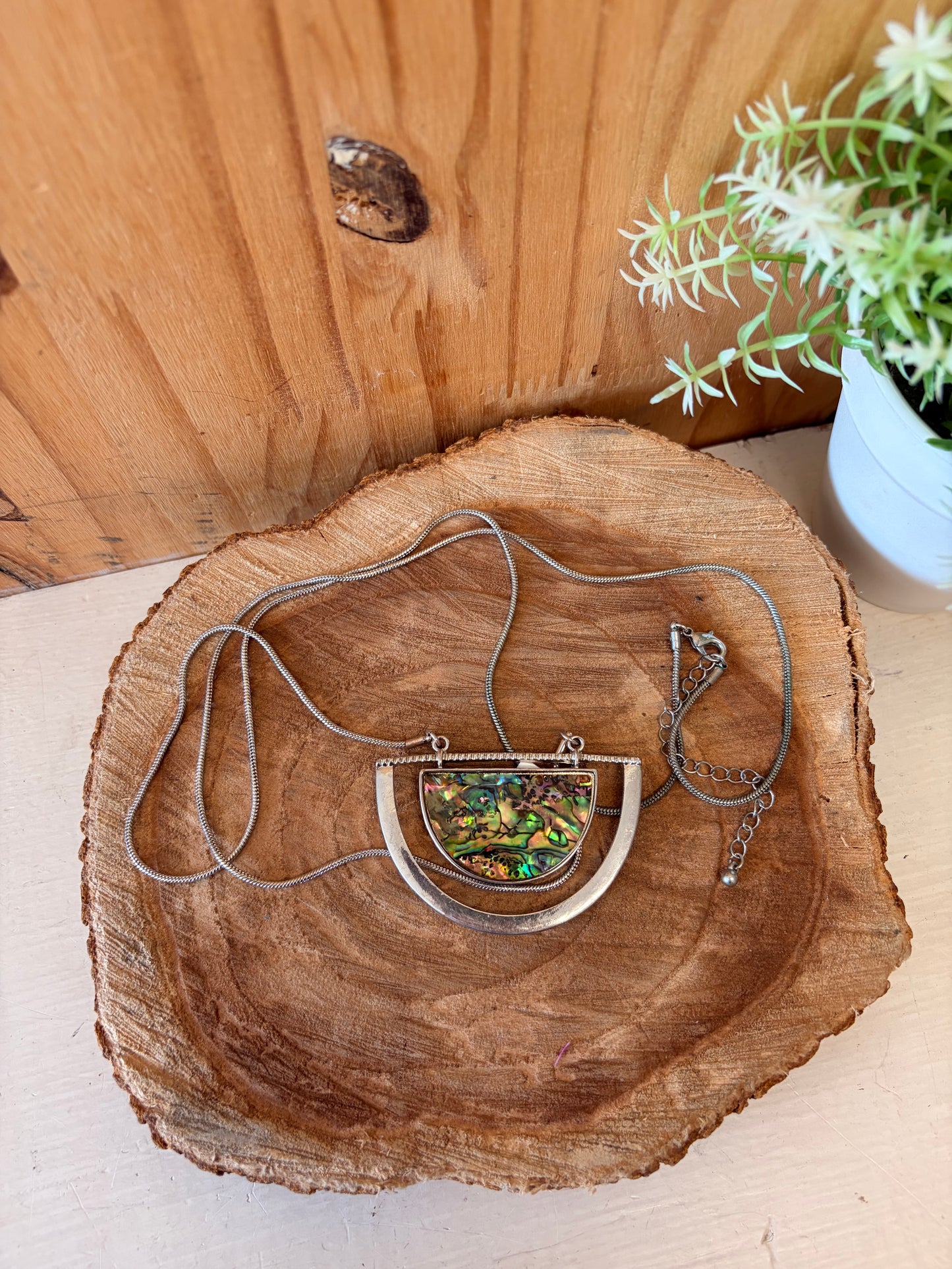 Iridescent Half Moon Necklace