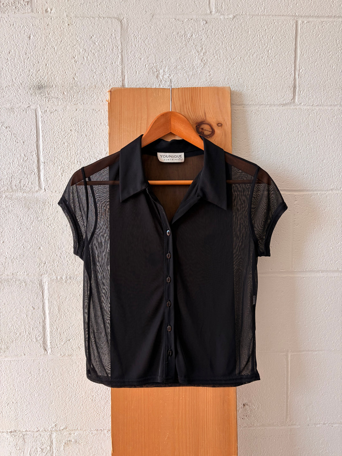 Sheer Black Sleeveless Blouse : S