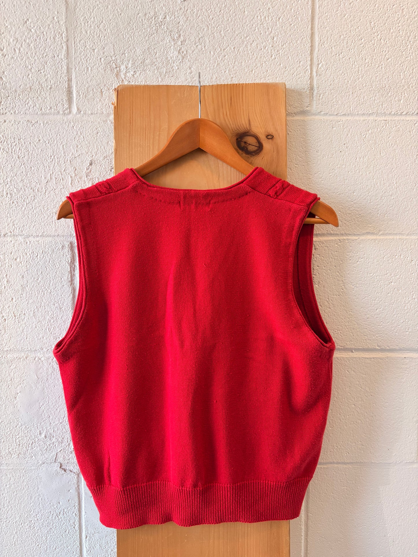 Vtg Red Sweater Vest : L