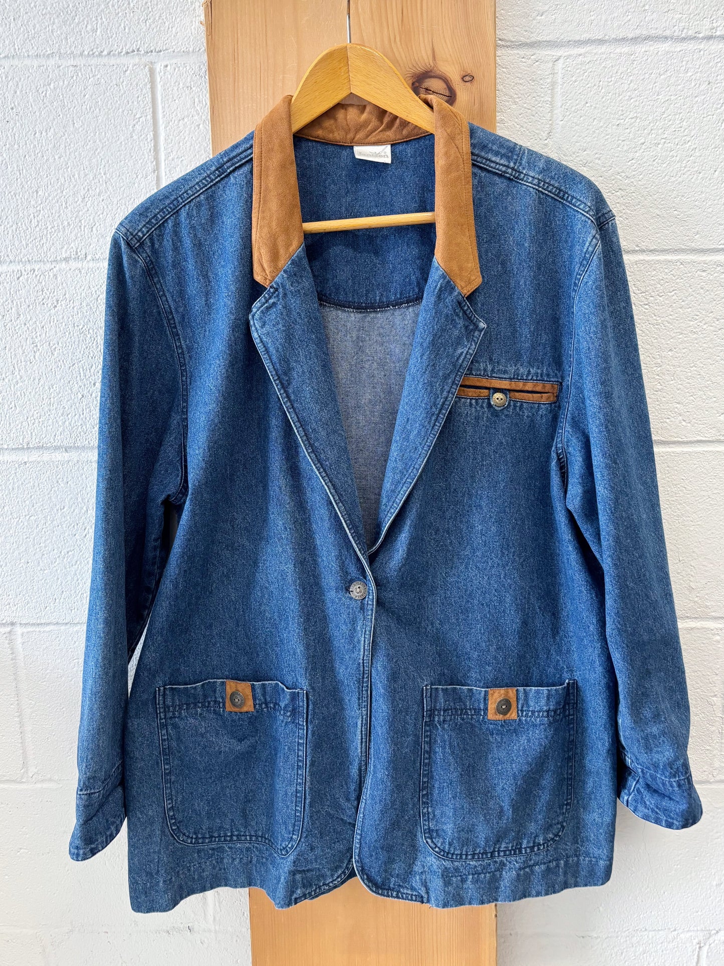 Vtg Blue Denim Jacket : WMNS L