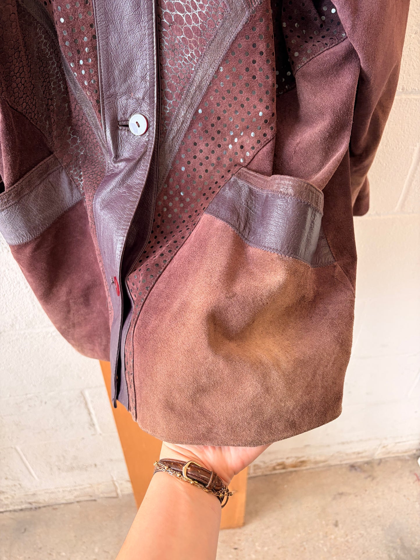 Patterned Faux Leather Jacket : 44