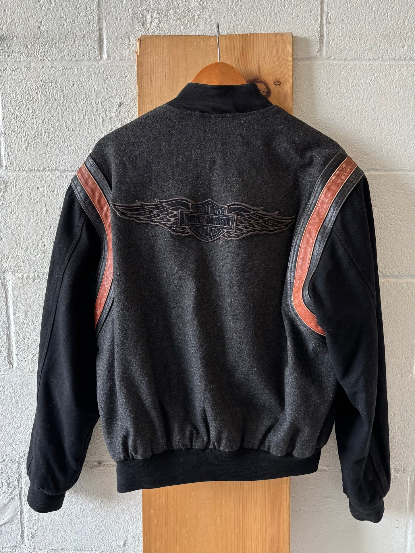 Harley Davidson Leather & Wool Varsity Bomber : M