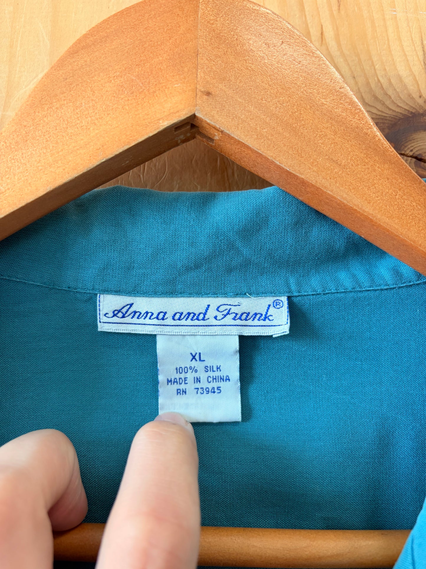Teal Silk Blouse : XL