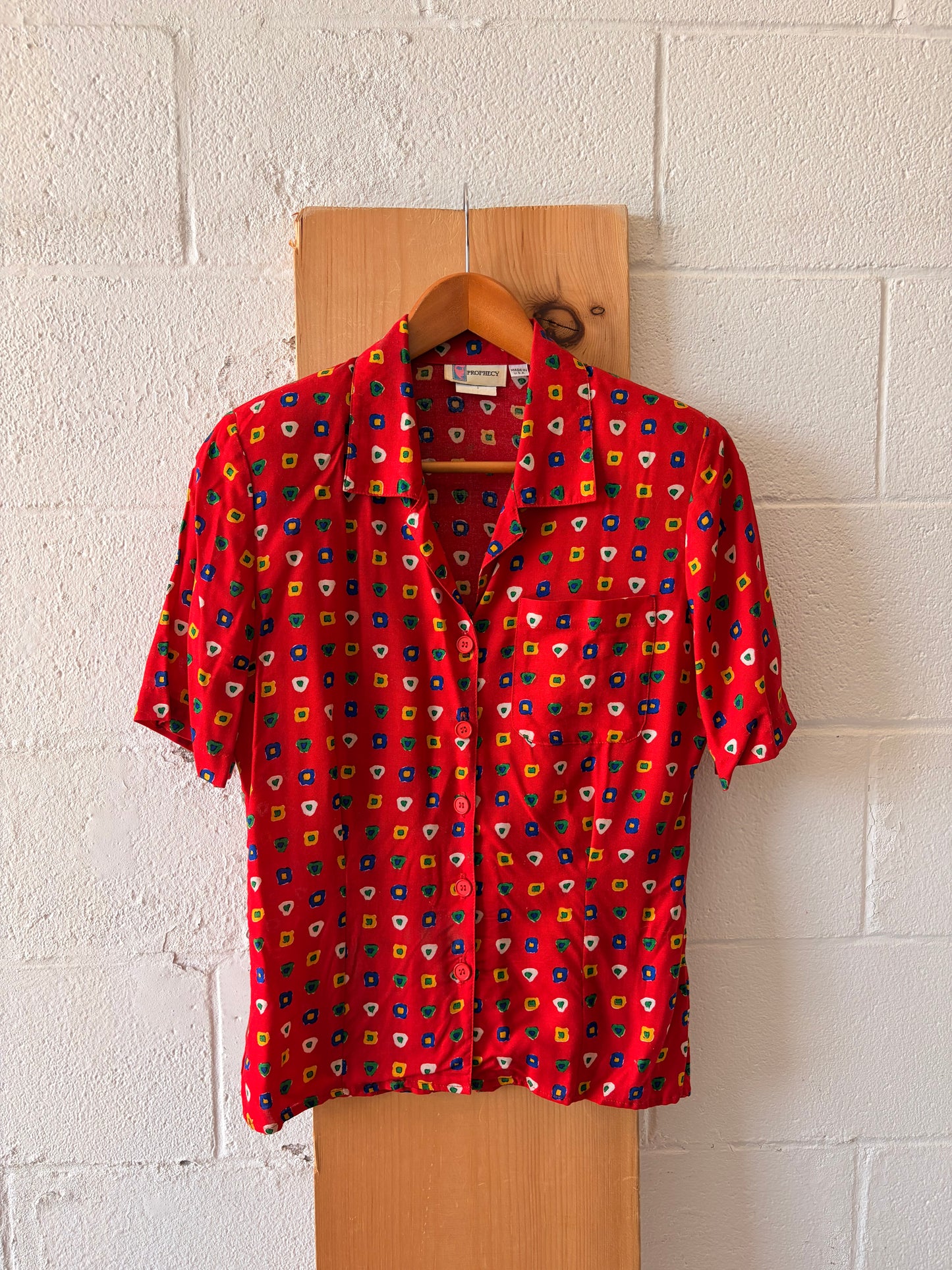 Vtg Funky Red Geometric Set : 8