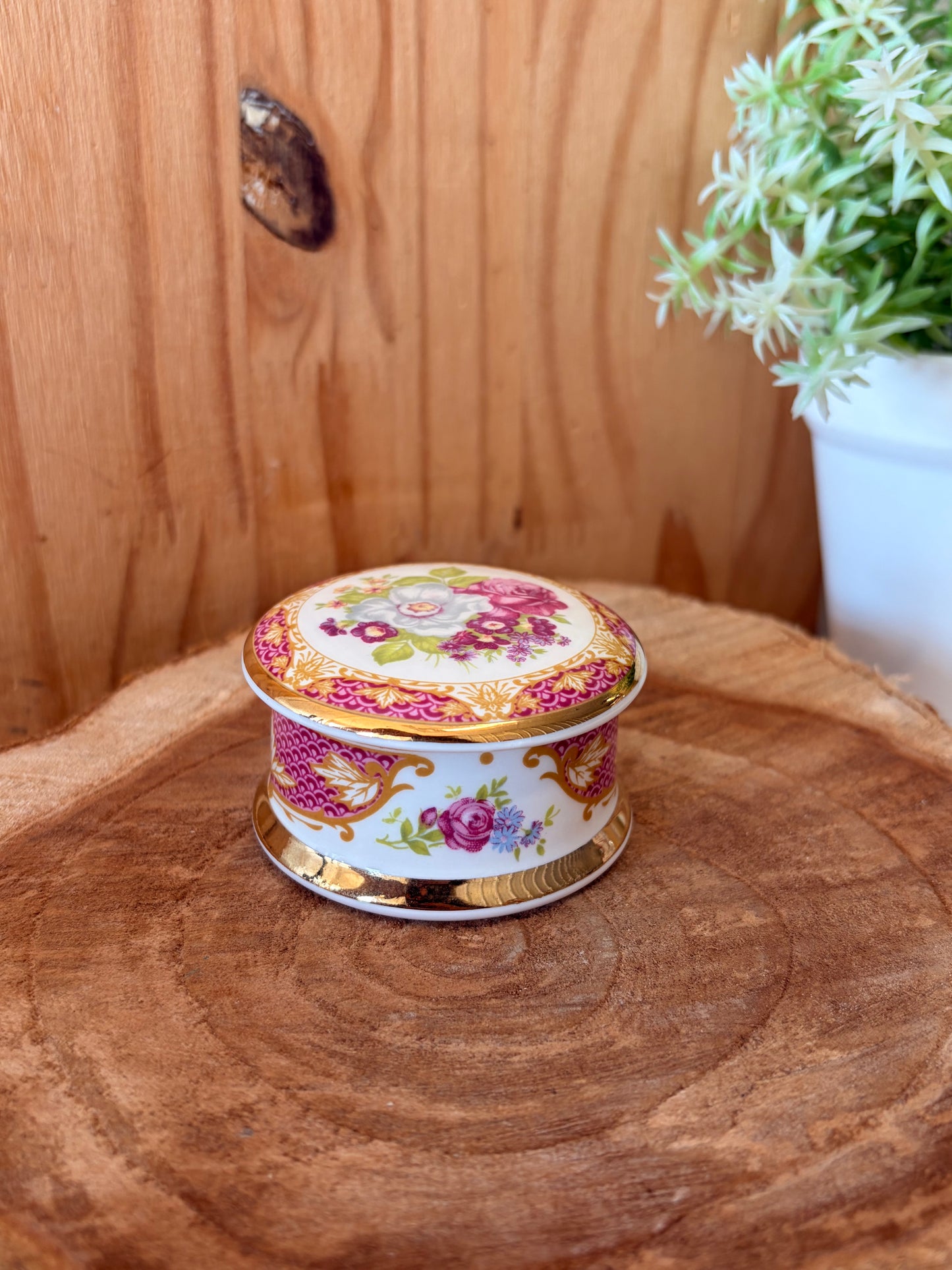 Vtg Floral China Trinket Box (Local Pick Up Only)