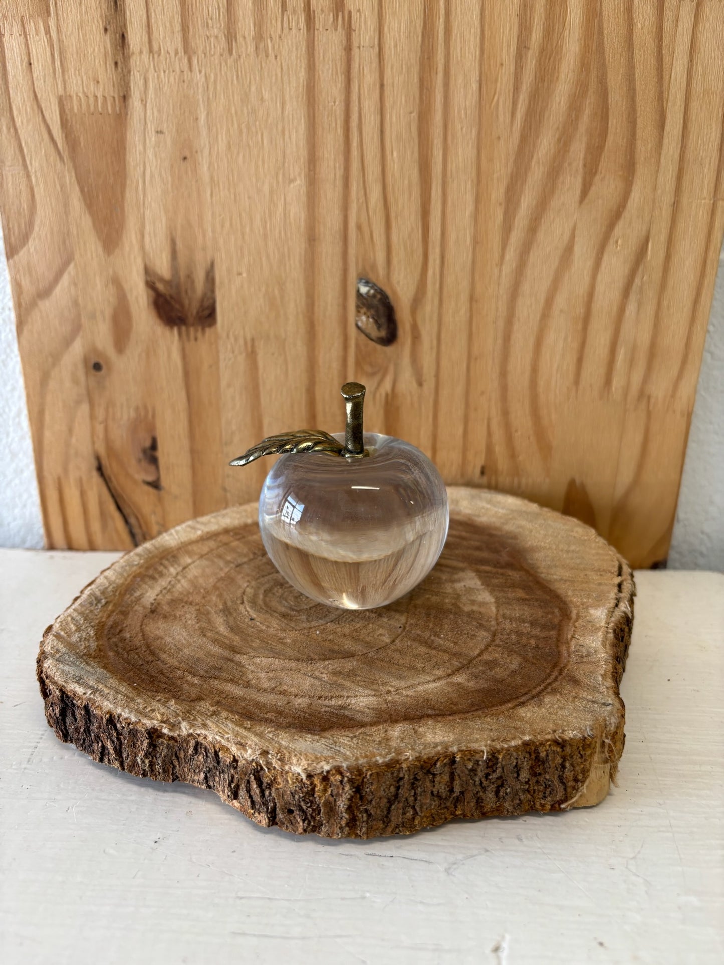Clear Glass Apple Paperweight
